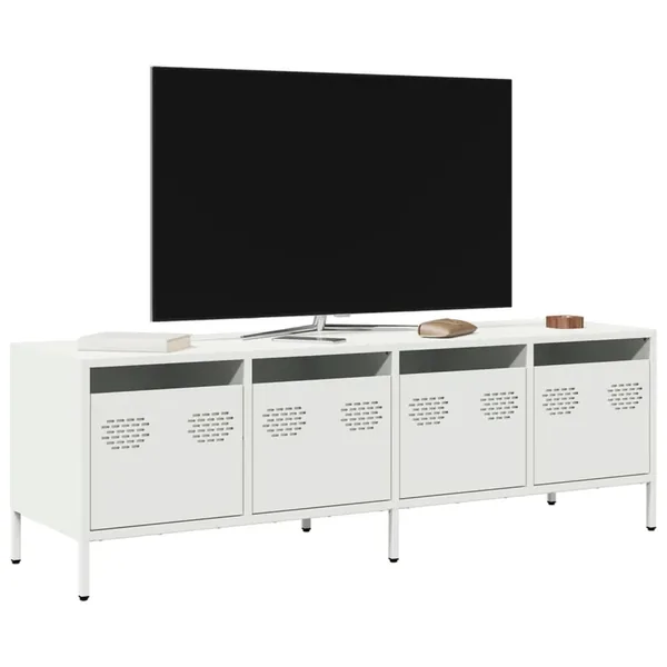 Meuble TV blanc 135x39x43,5 cm acier laminé à froid