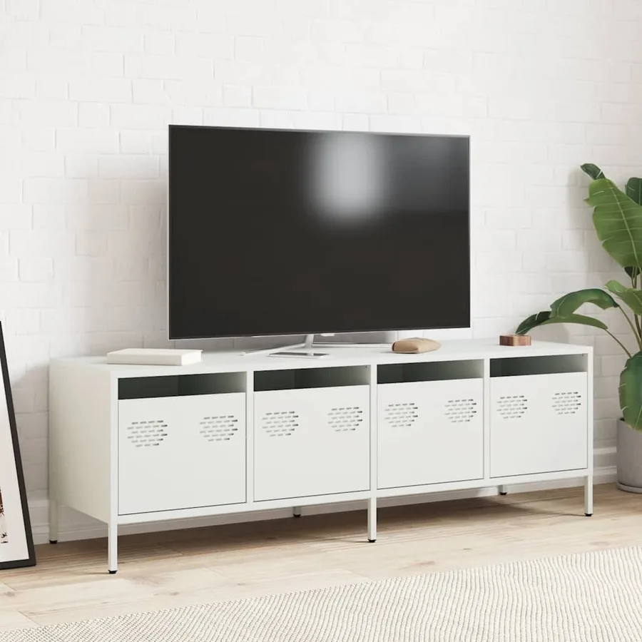 Meuble TV blanc 135x39x43,5 cm acier laminé à froid - 3