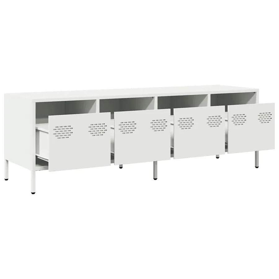 Meuble TV blanc 135x39x43,5 cm acier laminé à froid - 5