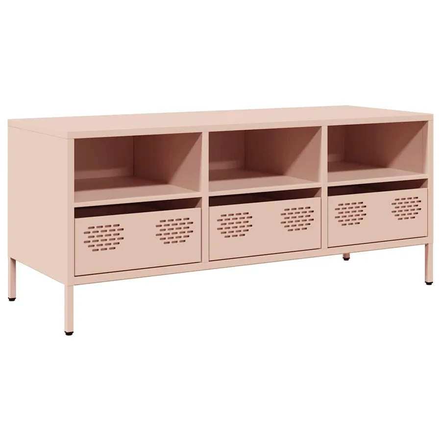 Meuble TV rose 101,5x39x43,5 cm acier laminé à froid - 2