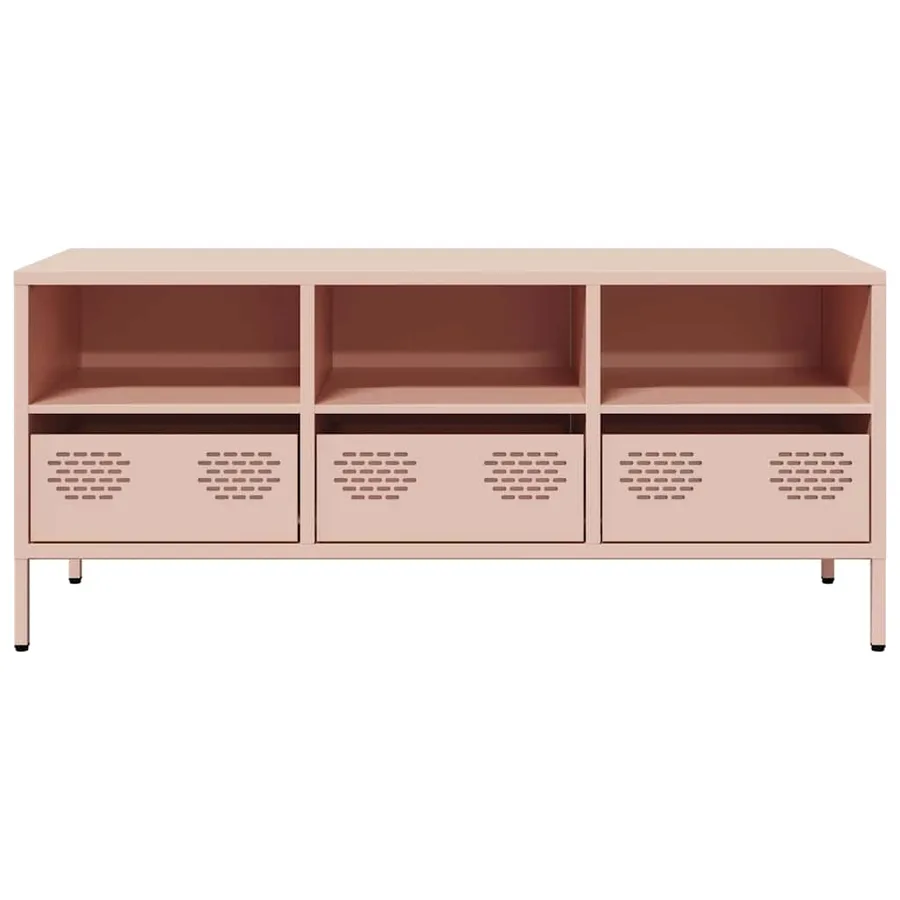 Meuble TV rose 101,5x39x43,5 cm acier laminé à froid - 4