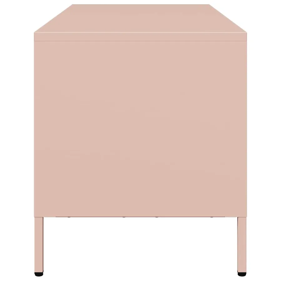 Meuble TV rose 101,5x39x43,5 cm acier laminé à froid - 6
