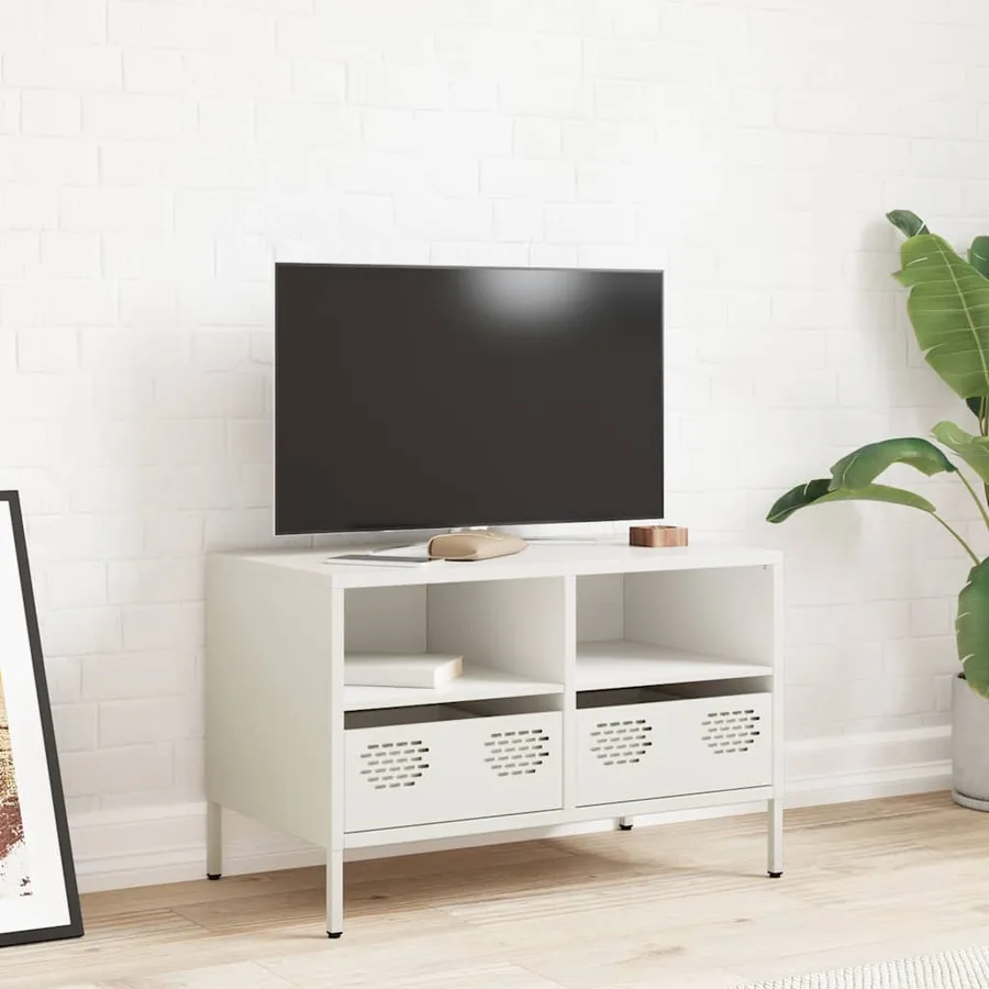 Meuble TV blanc 68x39x43,5 cm acier laminé à froid - 3