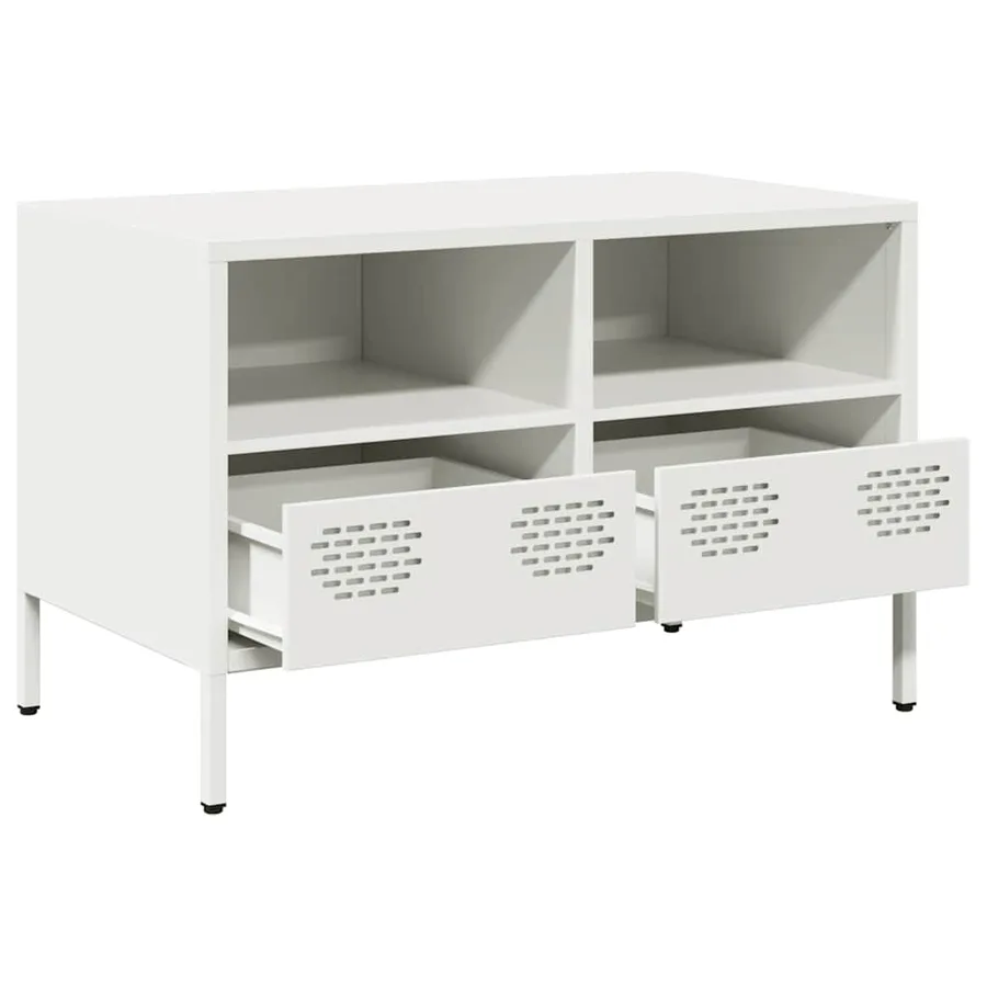 Meuble TV blanc 68x39x43,5 cm acier laminé à froid - 4