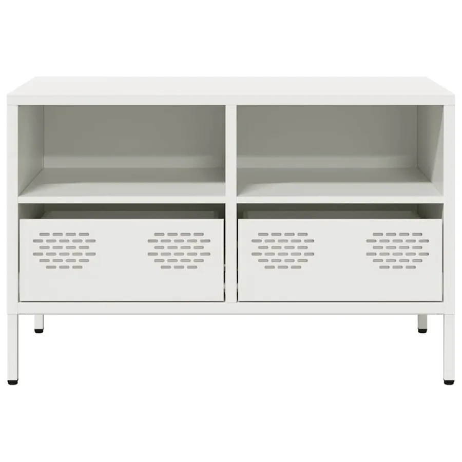 Meuble TV blanc 68x39x43,5 cm acier laminé à froid - 5