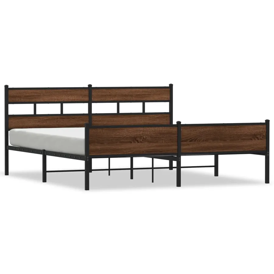 Cadre de lit en métal sans matelas chêne marron 193x203 cm - 2