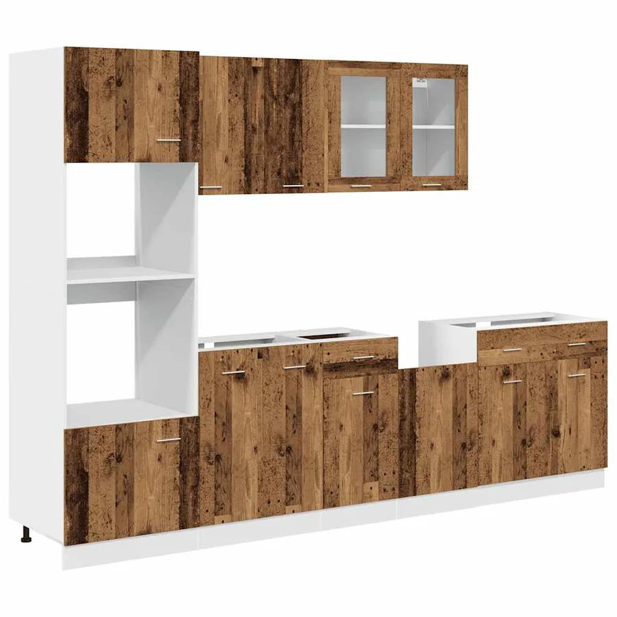 Ensemble de 7 meubles de cuisine "Lyon" en bois d'ingénierie vieilli - 2