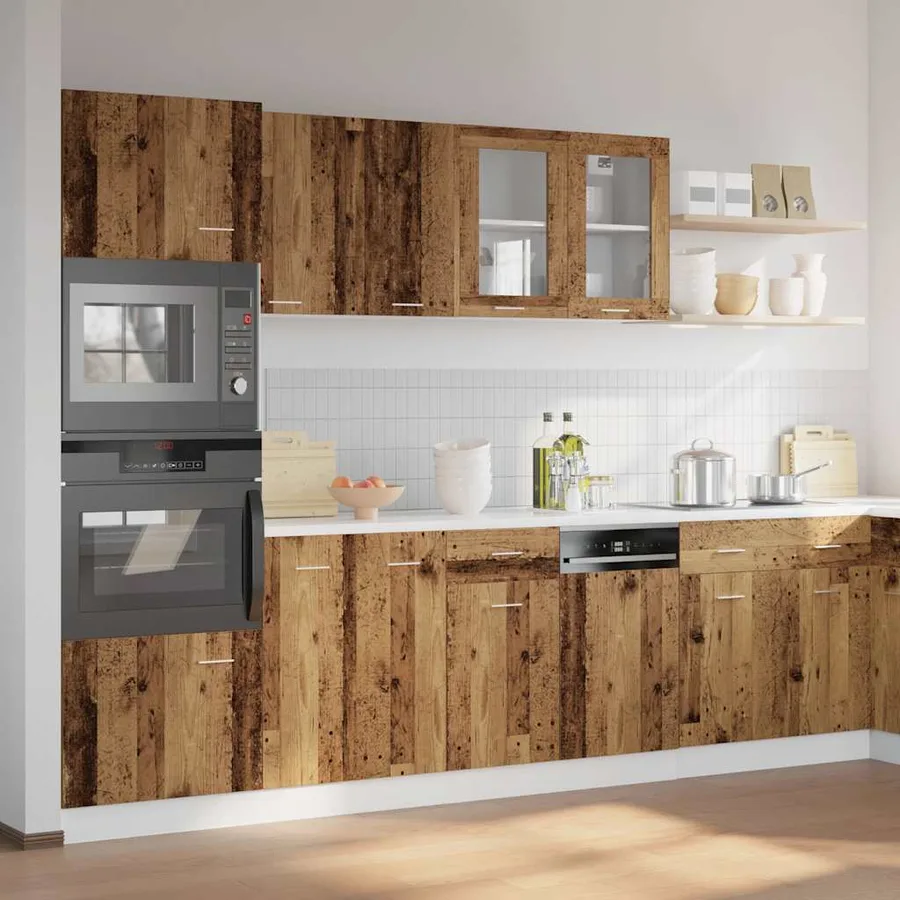 Ensemble de 7 meubles de cuisine "Lyon" en bois d'ingénierie vieilli - 3