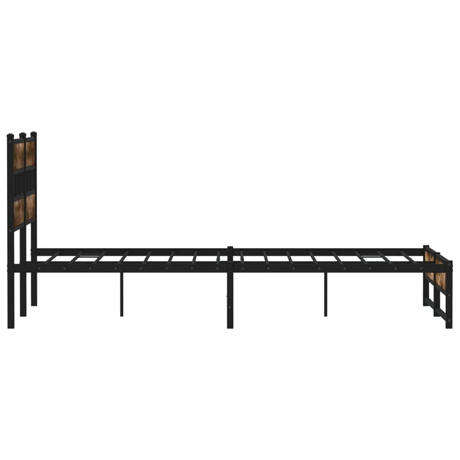 Cadre de lit en métal sans matelas chêne fumé 135x190 cm - 5