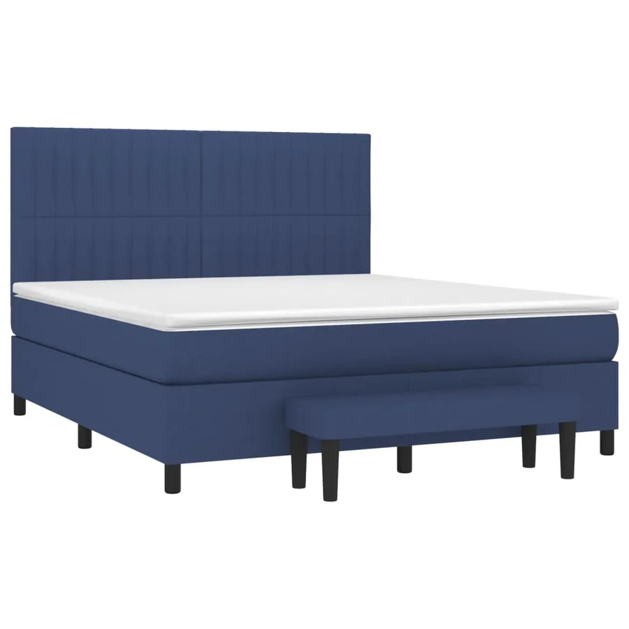 Sommier à lattes de lit avec matelas Bleu 160x200 cm Tissu - 3