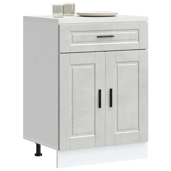 Armoire de cuisine Porto gris béton bois d'ingénierie