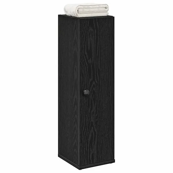Meuble de salle de bain avec porte-rouleau noir 20,5x22x72 cm