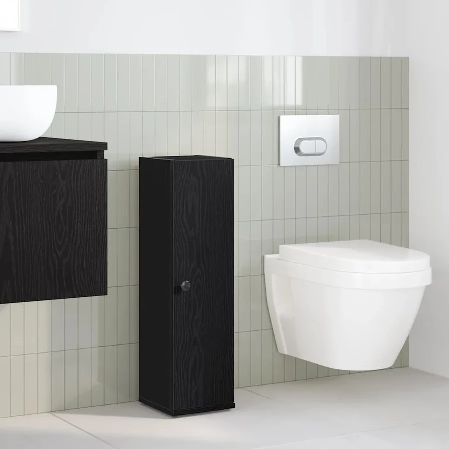 Meuble de salle de bain avec porte-rouleau noir 20,5x22x72 cm - 3