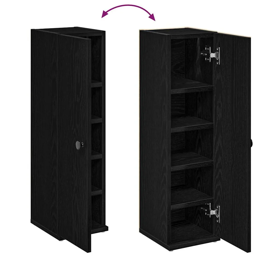 Meuble de salle de bain avec porte-rouleau noir 20,5x22x72 cm - 8