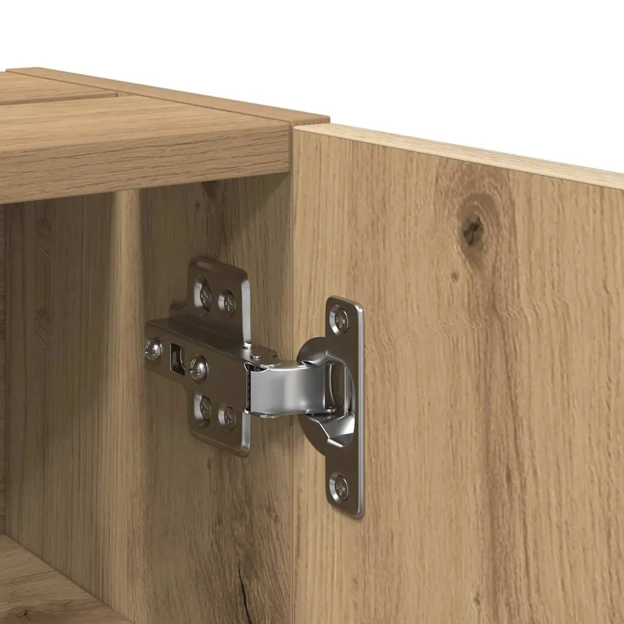 Meuble de salle de bain avec porte-rouleau chêne artisanal - 10