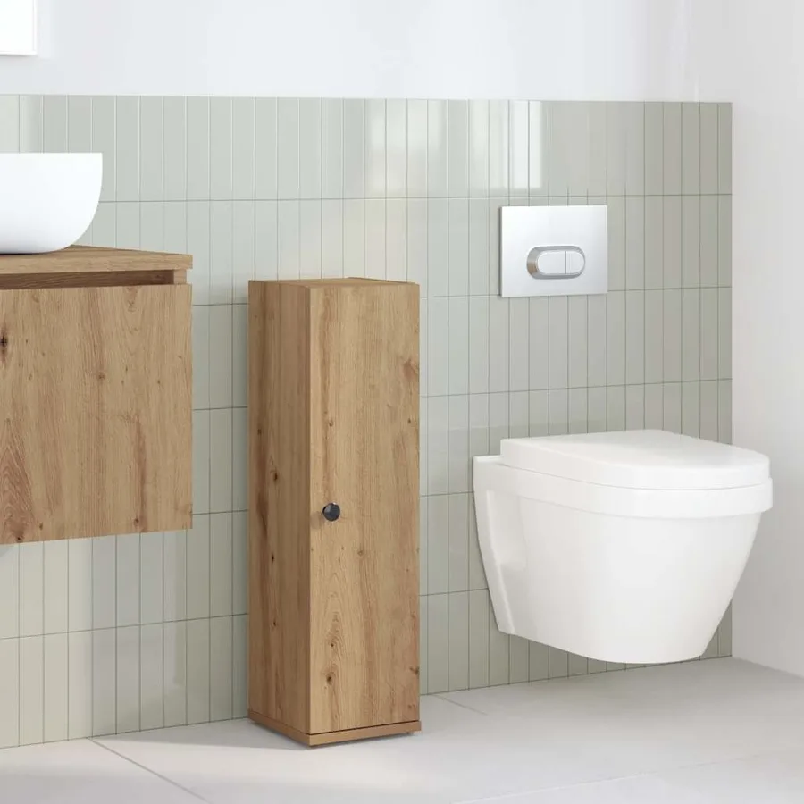 Meuble de salle de bain avec porte-rouleau chêne artisanal - 3