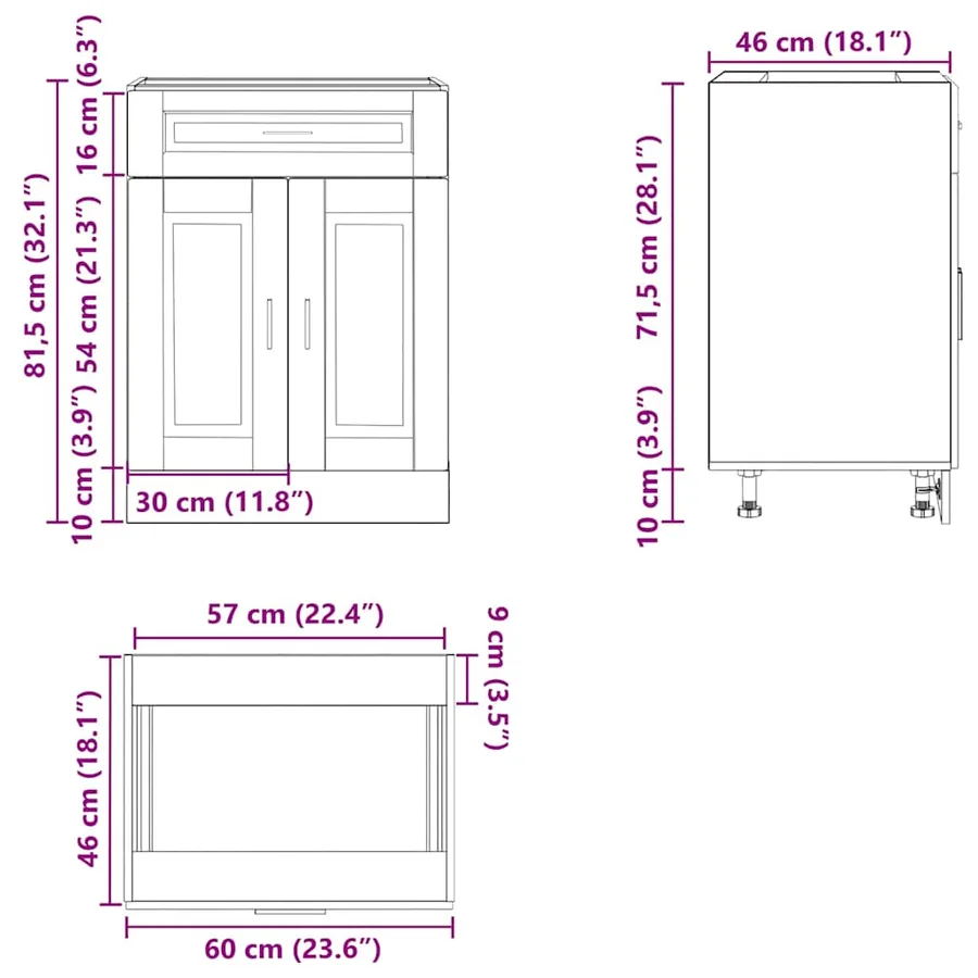 Armoire de cuisine Porto blanc bois d'ingénierie - 11