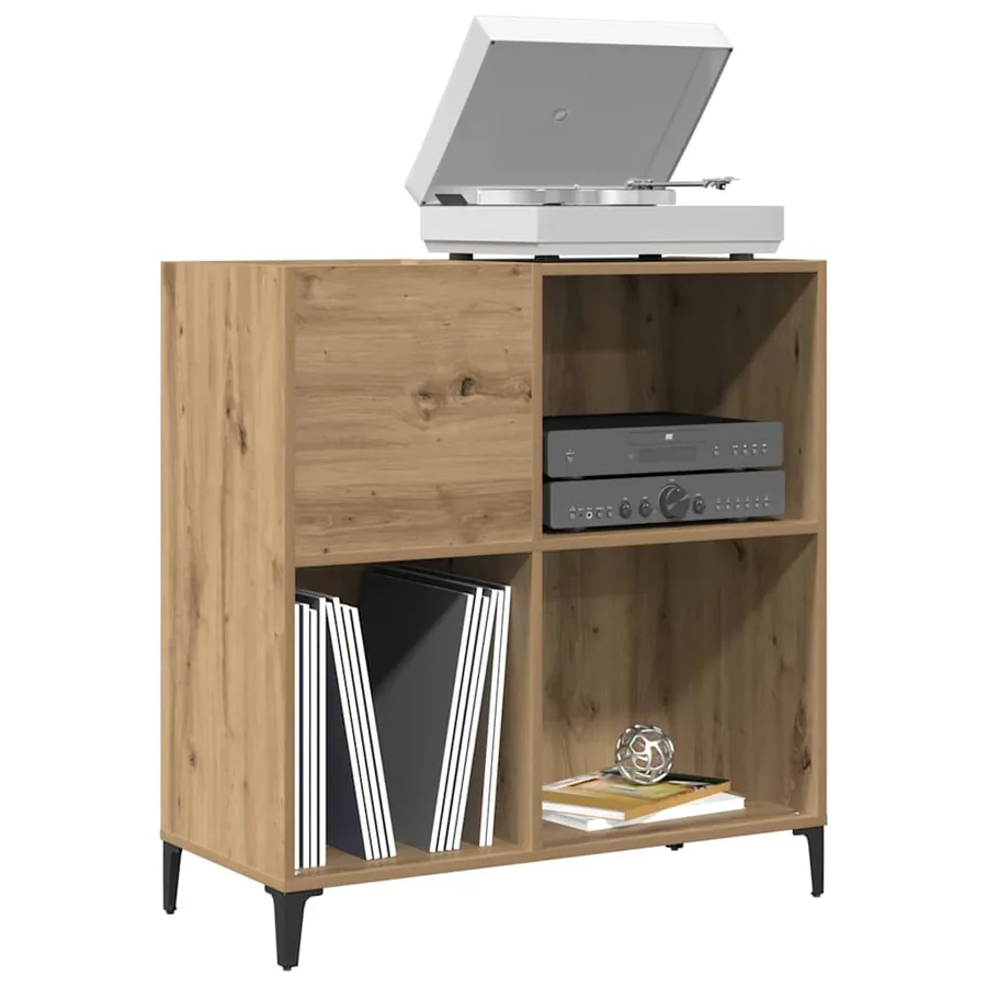 Armoire à disques chêne artisanal 84,5x38x89 cm bois ingénierie