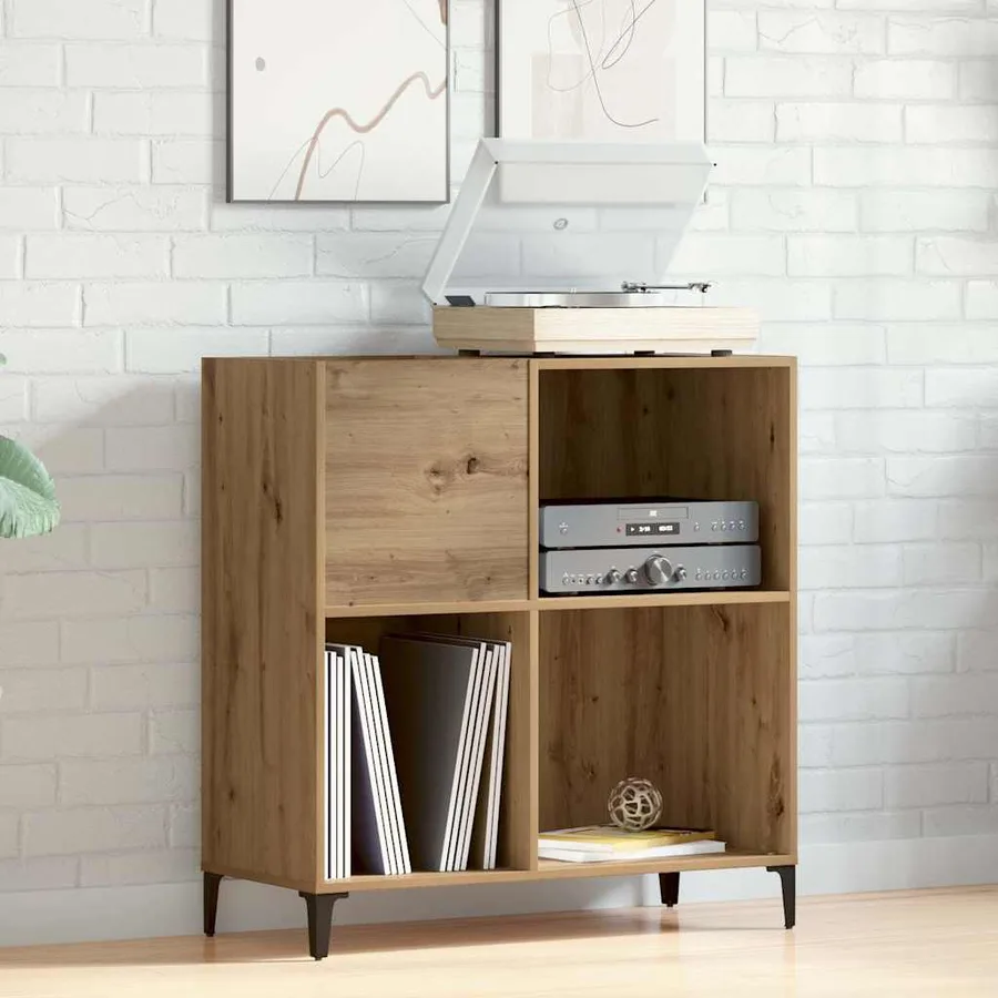 Armoire à disques chêne artisanal 84,5x38x89 cm bois ingénierie - 3