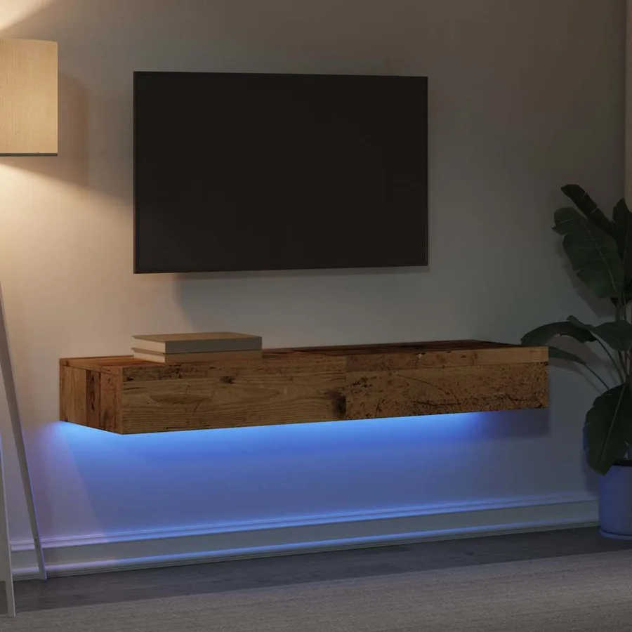 Meubles TV avec éclairage LED 2 pcs vieux bois 60x35x15,5 cm - 4