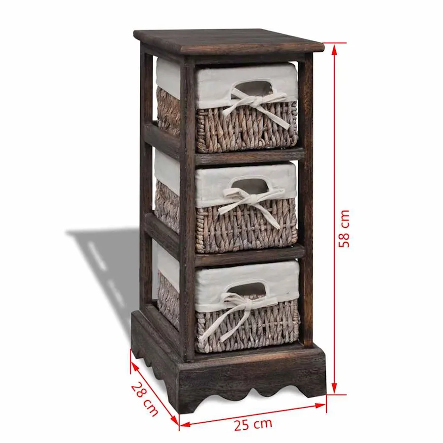 Étagère de rangement Bois Marron 3 paniers en tissage - 5