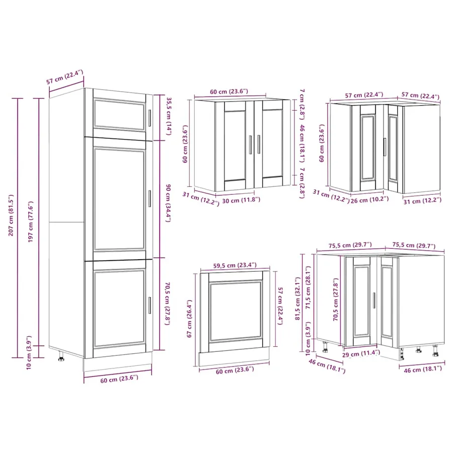 Ensemble d'armoires de cuisine 14 pcs Porto bois d'ingénierie - 11