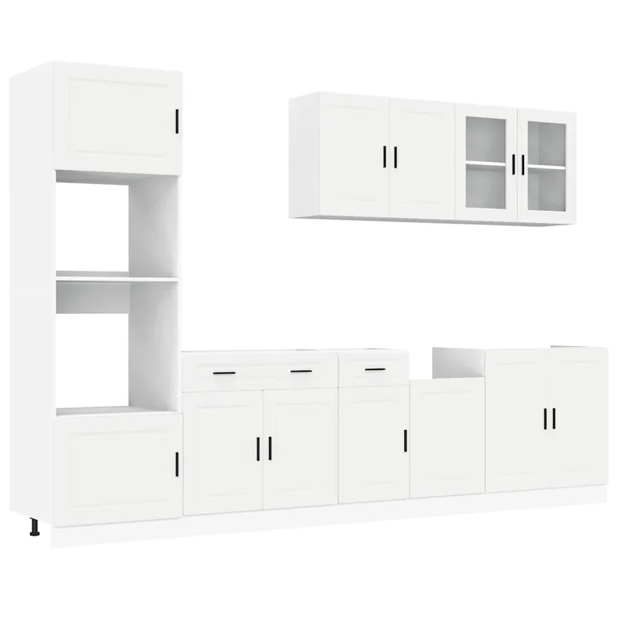 Ensemble de 7 meubles de cuisine "Porto" en bois d'ingénierie blanc - 2
