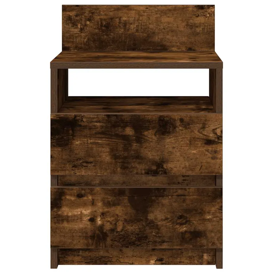 Table de chevet à 2 tiroirs en chêne fumé 40x33x60 cm - 4