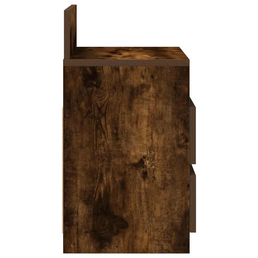 Table de chevet à 2 tiroirs en chêne fumé 40x33x60 cm - 6