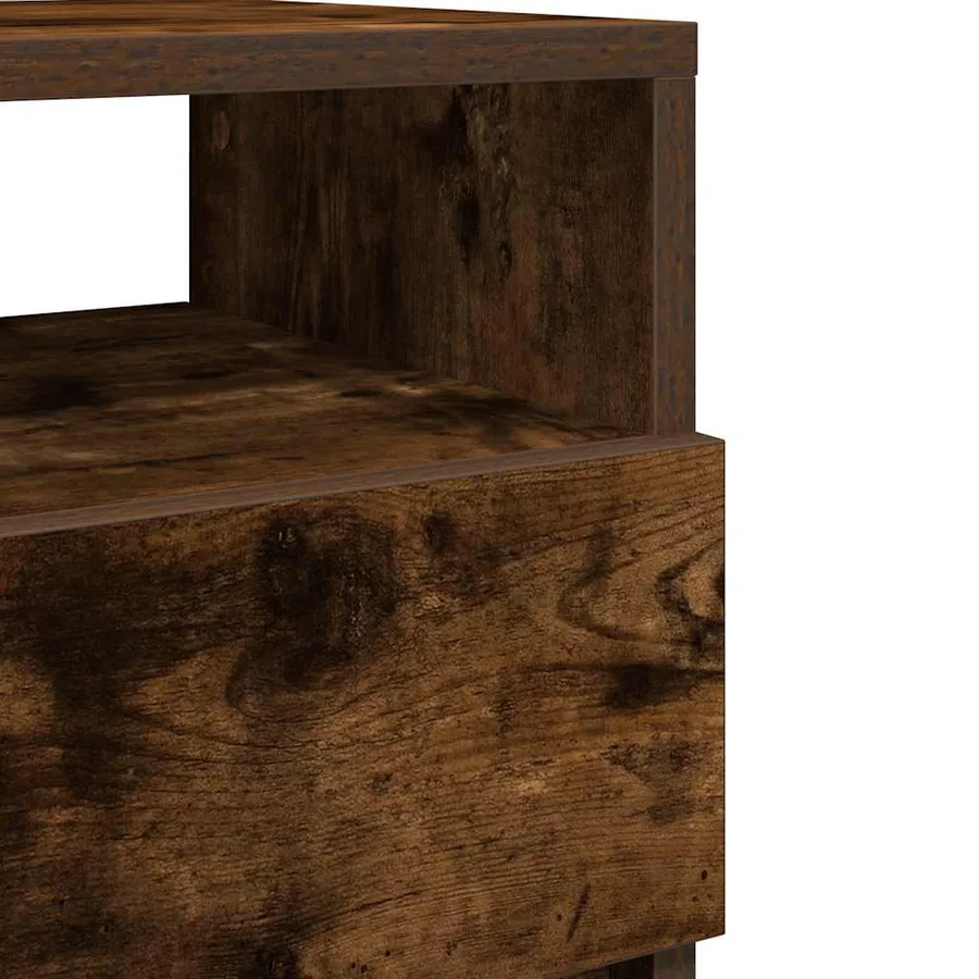 Table de chevet à 2 tiroirs en chêne fumé 40x33x60 cm - 9