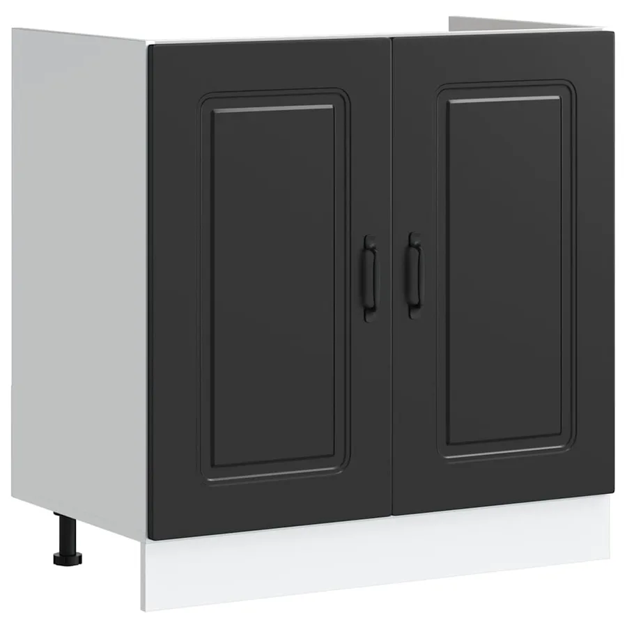 Meuble bas pour évier Kalmar noir 80x46x81,5 cm bois ingénierie - 2