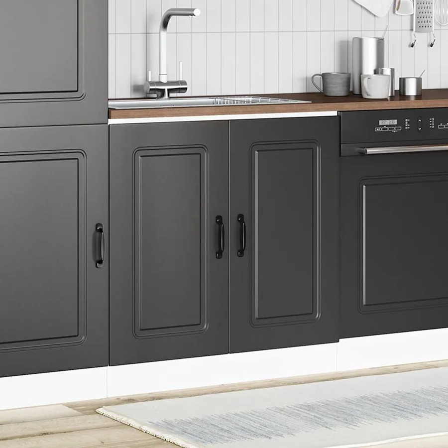 Meuble bas pour évier Kalmar noir 80x46x81,5 cm bois ingénierie - 3