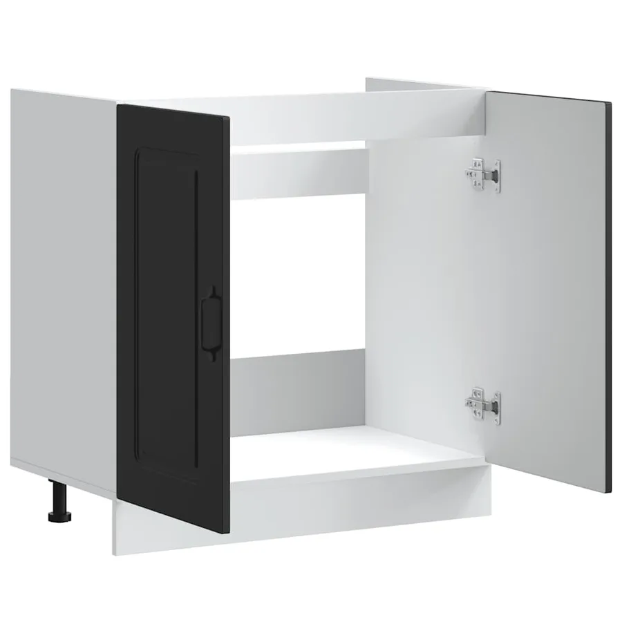 Meuble bas pour évier Kalmar noir 80x46x81,5 cm bois ingénierie - 5