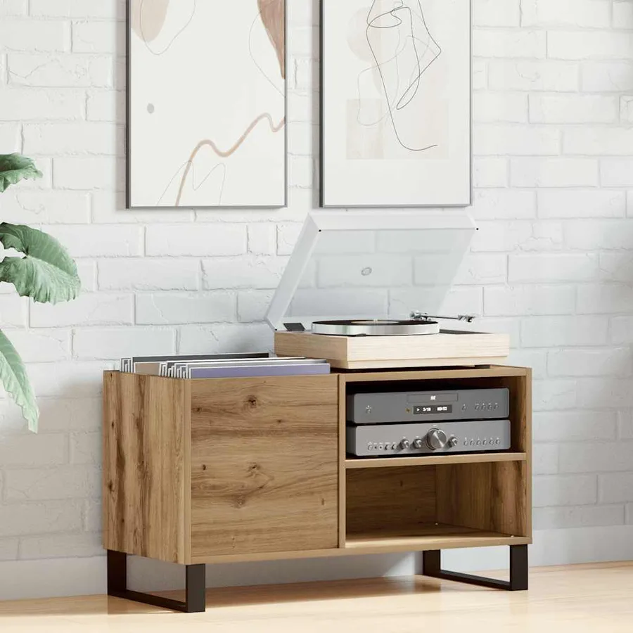 Armoire à disques chêne artisanal 84,5x38x48 cm bois ingénierie - 3