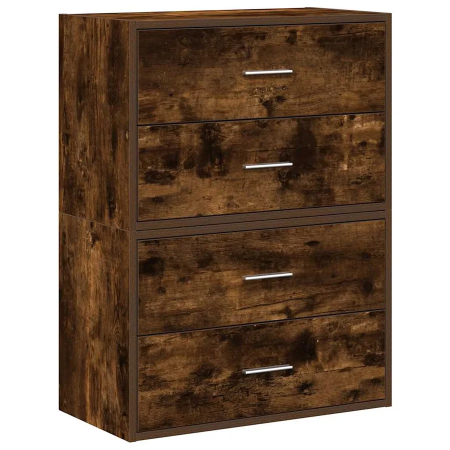 Armoires avec 2 tiroirs 2 pcs chêne fumé bois d'ingénierie - 2