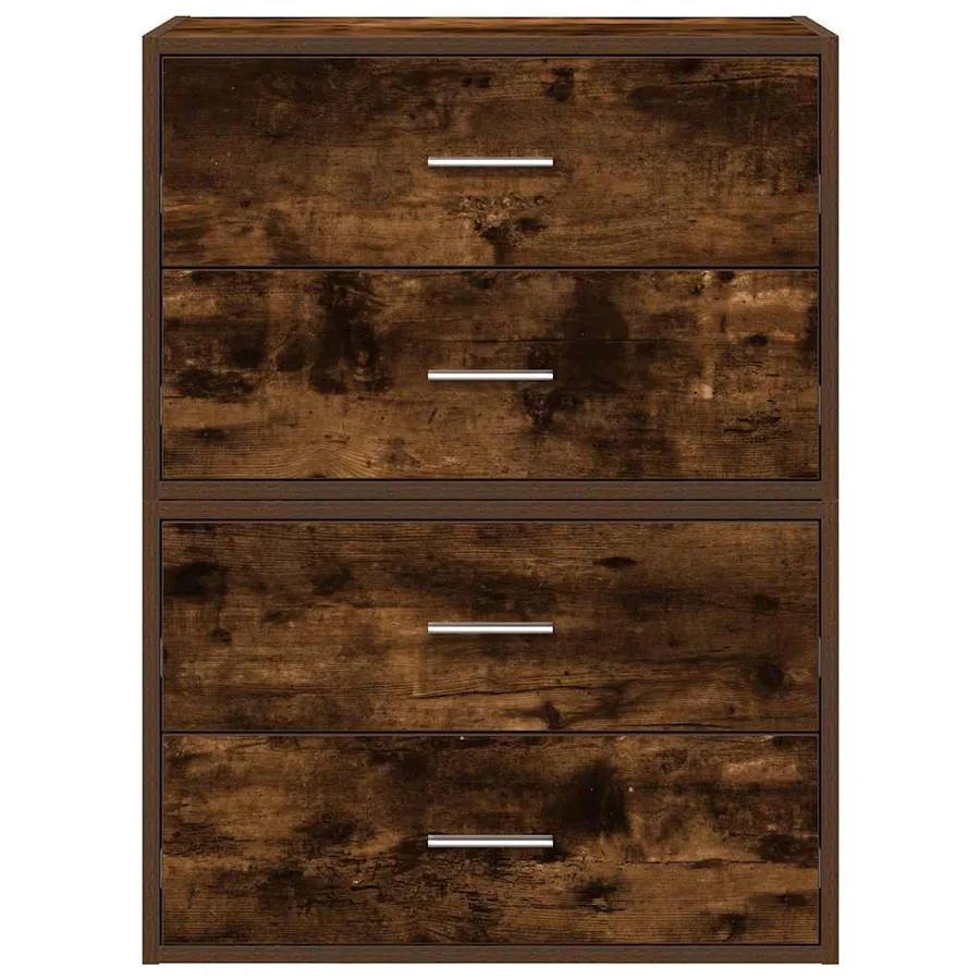 Armoires avec 2 tiroirs 2 pcs chêne fumé bois d'ingénierie - 4