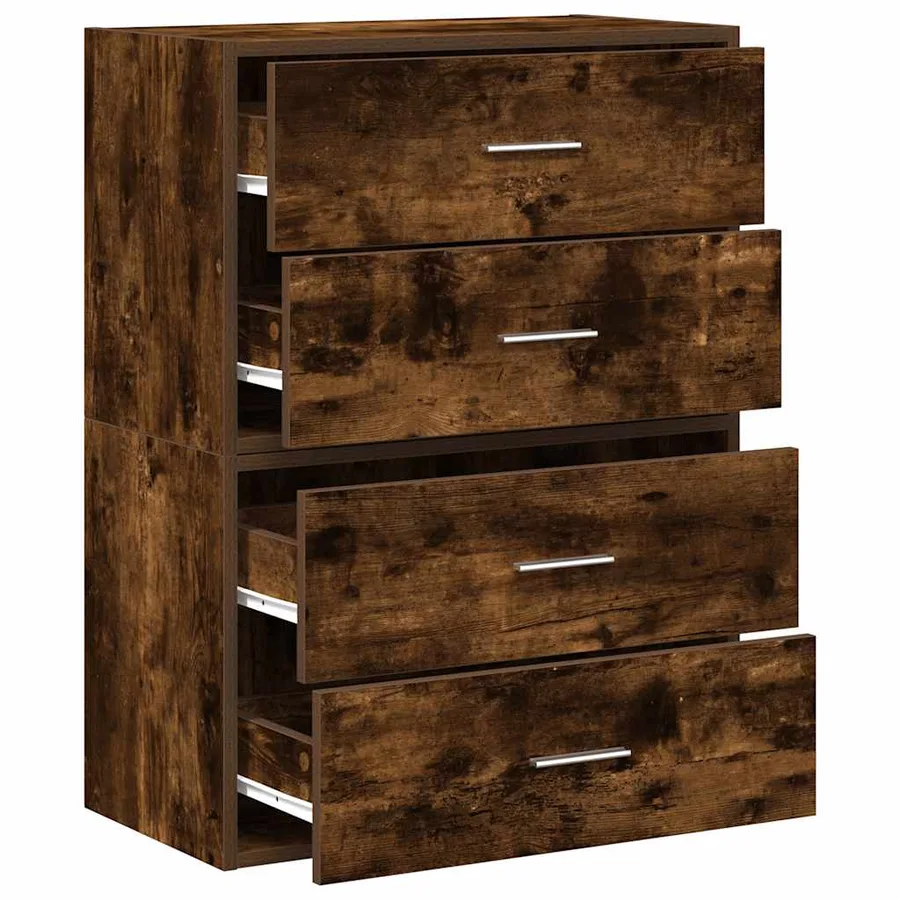 Armoires avec 2 tiroirs 2 pcs chêne fumé bois d'ingénierie - 5