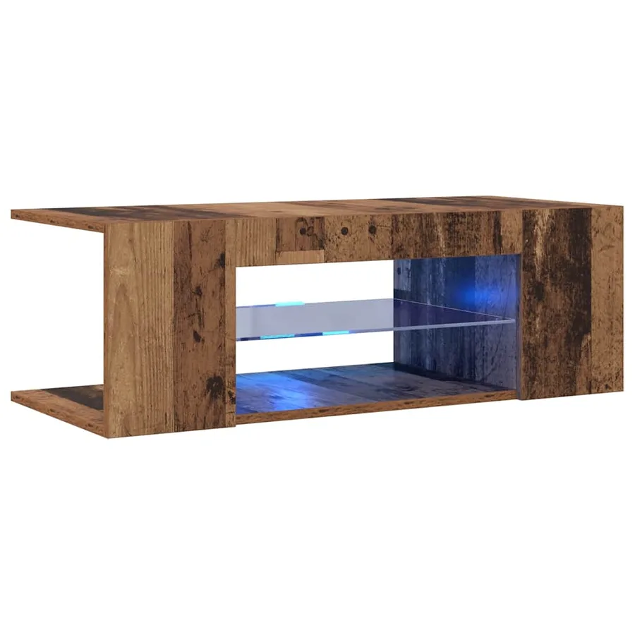 Meuble TV avec lumières LED vieux bois bois d'ingénierie - 2