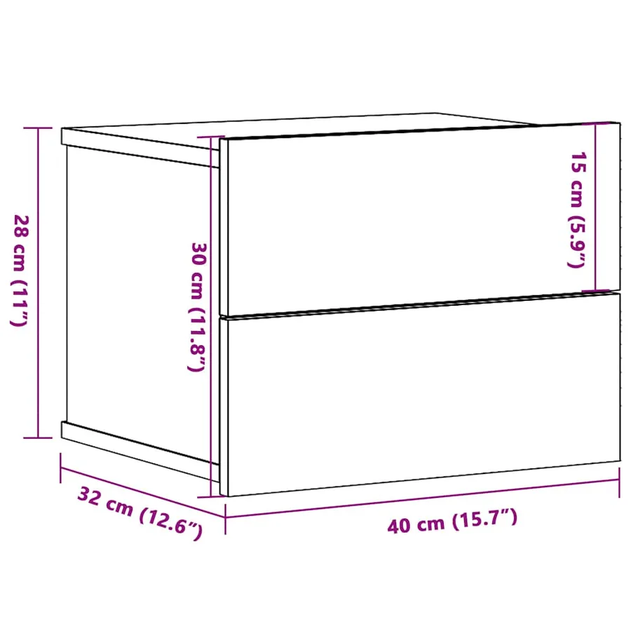 Table de chevet murale vieux bois 40x32x30 cm - 10