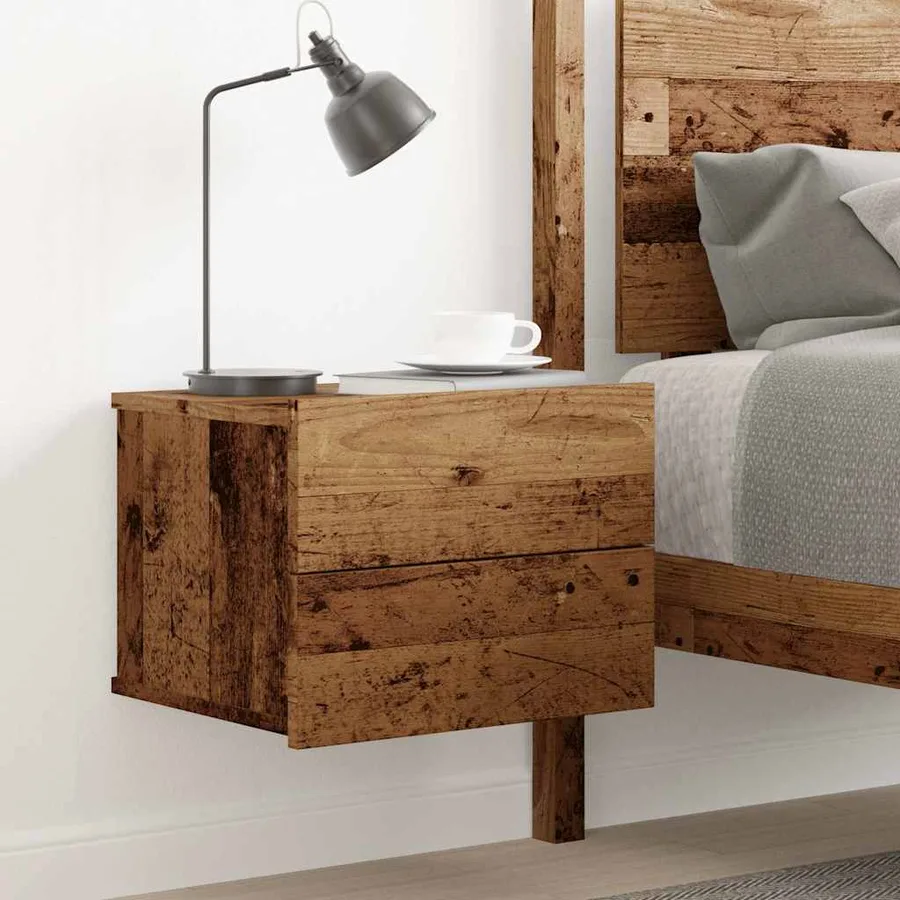 Table de chevet murale vieux bois 40x32x30 cm - 3
