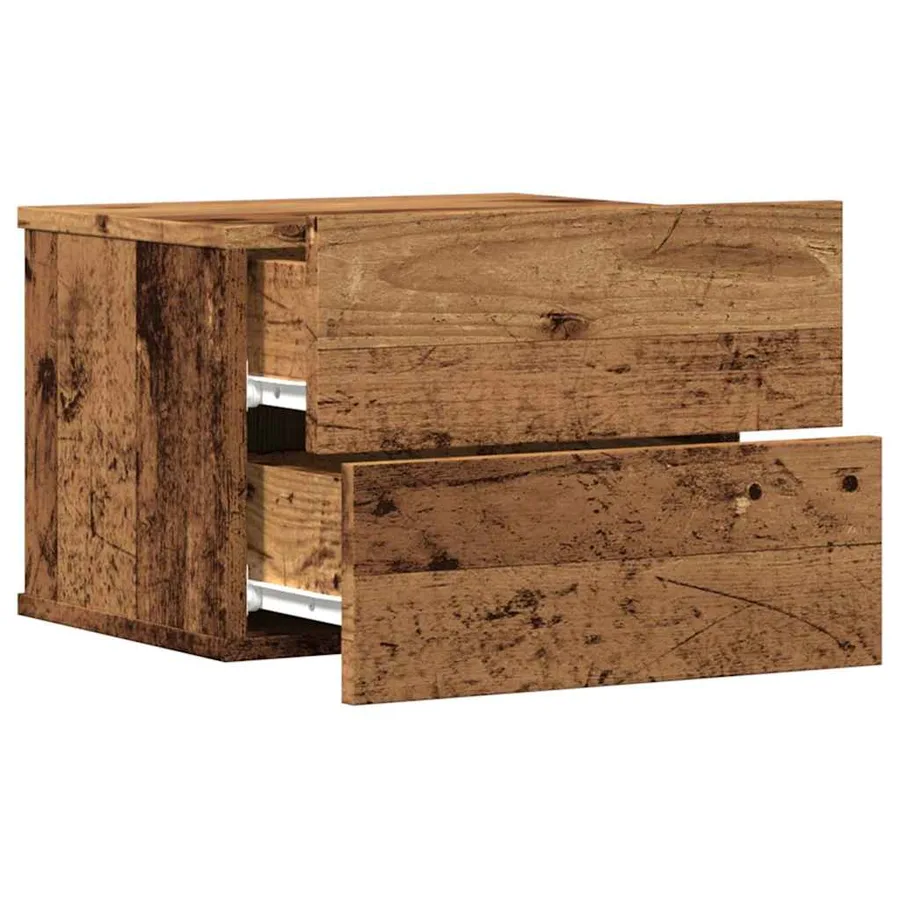 Table de chevet murale vieux bois 40x32x30 cm - 5