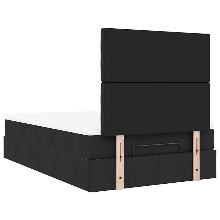 Cadre de lit ottoman avec matelas noir 120x200cm tissu - 11
