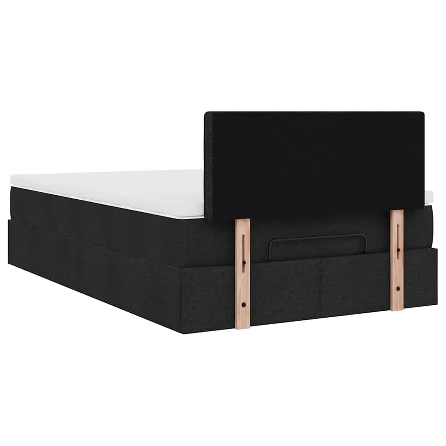 Lit ottoman avec matelas noir 120x200 cm tissu - 11