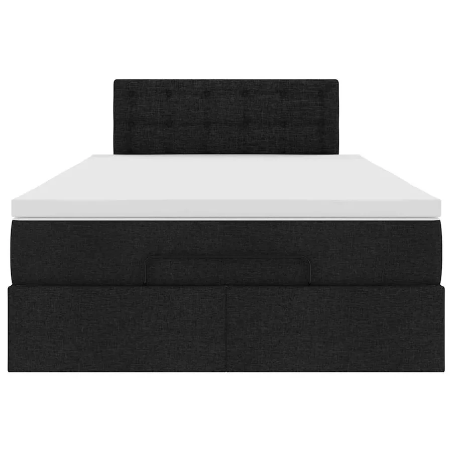 Lit ottoman avec matelas noir 120x200 cm tissu - 7