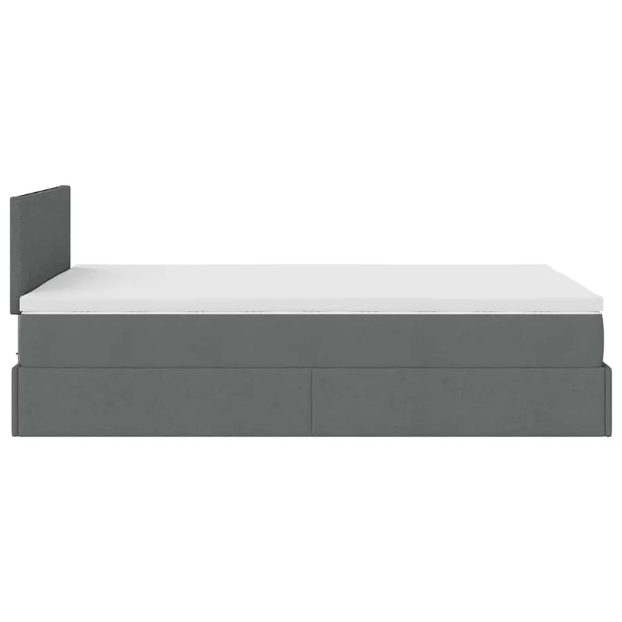 Lit ottoman avec matelas gris foncé 120x200 cm tissu - 10