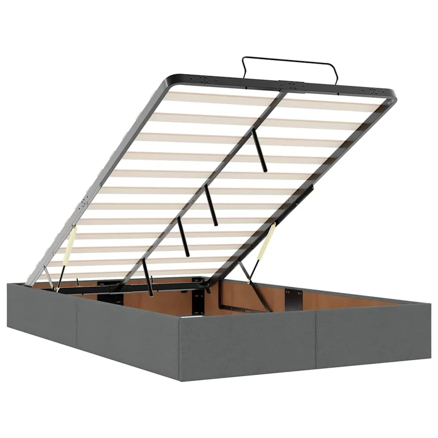 Lit ottoman avec matelas gris foncé 120x200 cm tissu - 12