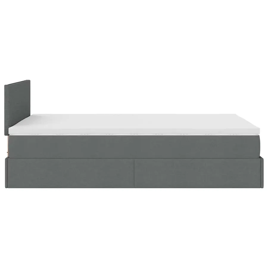Lit ottoman avec matelas et LED gris foncé 120x200 cm tissu - 11