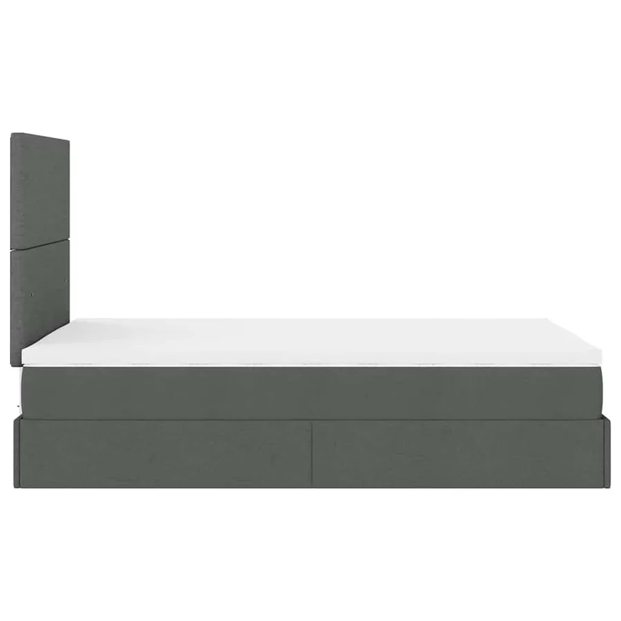 Cadre de lit ottoman avec matelas gris foncé 120x200cm tissu - 11