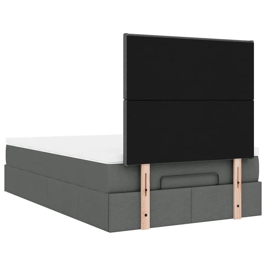 Cadre de lit ottoman avec matelas gris foncé 120x200cm tissu - 12