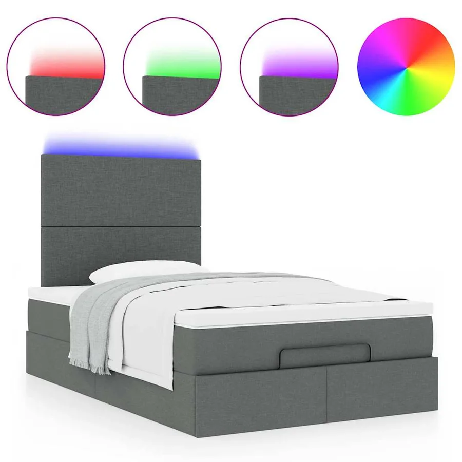 Cadre de lit ottoman avec matelas gris foncé 120x200cm tissu - 5